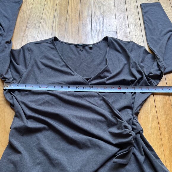 Betabrand Size XXL Charcoal Gray Karen Stretch Side Tie Long Sleeve Wrap Top - Picture 14 of 16